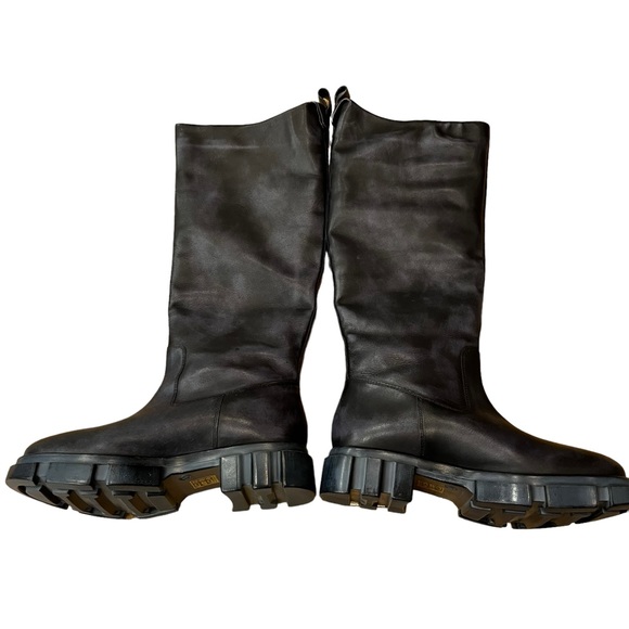 Free People Womens Brooks Tall Boots Black Distressed Leather Size 40 New No Box - Picture 6 of 9